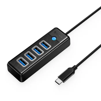 Orico PW4U-C3 USB centrmezgls, 4x USB-A 3.0, 1.8m, Melns
