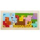 Wooden Shape Puzzle for Toddlers Educational Toy with Zoo Animals