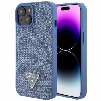 Guess GUHCP15SP4TDPB iPhone 15 6.1" синий/голубой жесткий чехол кожаный 4G...