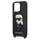 Apple iPhone 14 Pro 6.1\" Karl Lagerfeld Monogram Ikonik Patch Case Cover (KLHCP14LSTKMK), Black