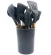 Kitchen Utensil Set, 12 Pieces, Wood and Silicone, Dark Grey