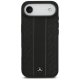 Чехол Mercedes Leather Laurel Leaves Stripes MagSafe для iPhone 17 Air, Черный