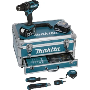 Makita DHP482RFX9 18V LXT Cordless Hammer Driver Drill with 2x 3.0Ah Batteries and Accessory Set