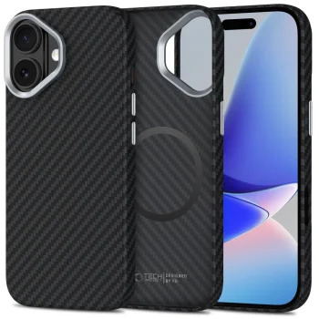 Tech-Protect iPhone 17 vāciņš Ion Carbon MagSafe, melns/sudraba