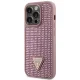 Guess iPhone 14 Pro vāciņš Rhinestone Triangle, rozā