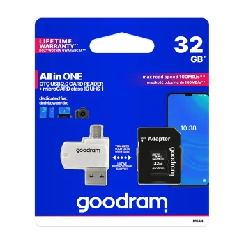 Goodram 32 GB microSDHC Memory Card (U1 100MB/s read) with Reader | Atmiņas Karte Telefonam