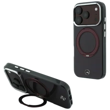 Чехол Mercedes Ring Stand Iconic Logo MagSafe для iPhone 18 Pro Max / 17 Pro Max, бордовый