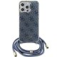 Apple iPhone 15 Pro 6.1\'\' Guess Crossbody Cord 4G Print Case Cover, Blue