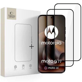 Tech-Protect Glass Fit+ aizsargstikls Motorola Moto G67 / G77 (2 gab.), Melns