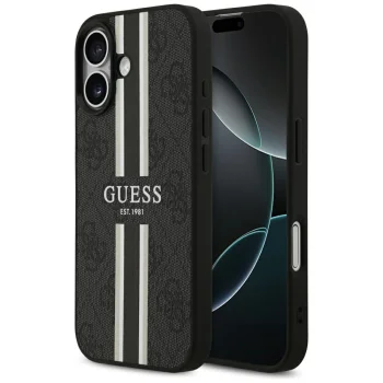 Чехол Guess 4G Printed Stripes MagSafe для iPhone 17, черный