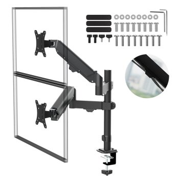 Maclean MC-136 divu monitoru stiprinājums ar gāzes atsperi, 17"-32", 2-10kg, melns