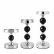 Set of 3 Decorative Crystal Candle Holders, Black