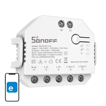 Sonoff Viedais 2 Kanālu Wi-Fi Slēdzis 15A Relejs Žalūzijām un Gaismas Vadībai