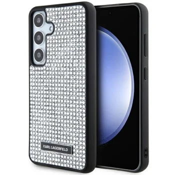 Samsung Galaxy S24 (SM-S921) Karl Lagerfeld Rhinestone Metal Logo Case Cover, Silver | Telefona Maciņš Vāks Apvalks...