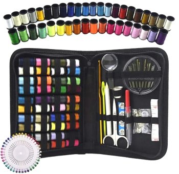 129-Piece Sewing Kit in Zipper Case with Color Threads & Accessories