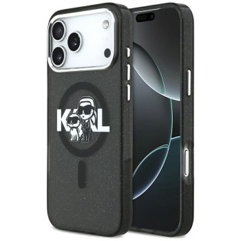 Karl Lagerfeld IML Glitter & Choupette Sketch Logo MagSafe vāciņš iPhone 17 Pro Max - Melns | Phone Case Cover Black