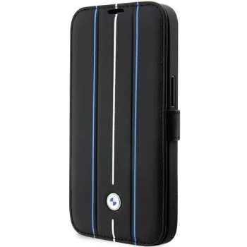 Apple iPhone 14 Pro Max 6.7'' BMW Leather Stamp Blue Lines Book Case Cover (BMBKP14X22RVSK), Black | Чехол...