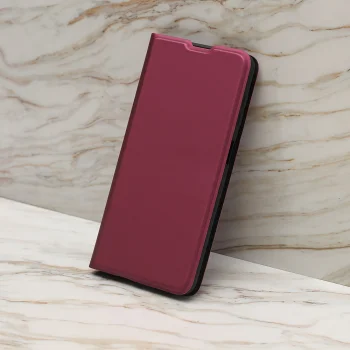 Samsung Galaxy A55 ( SM-A556B/DS ) Smart Soft Book Case Cover, Burgundy | Telefona Vāciņš Maciņš Apvalks...