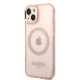 Guess Gold Outline MagSafe vāciņš iPhone 14 Rose Gold