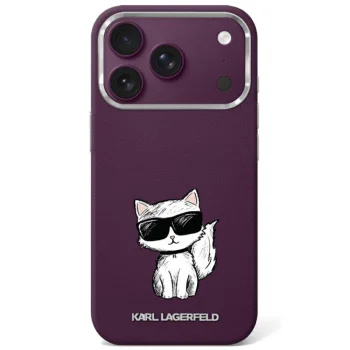 Чехол Karl Lagerfeld Smooth Choupette Sketch MagSafe для iPhone 17 Pro / 18 Pro, бордовый
