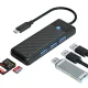 Orico PAPW3AT-C3 USB-C sadalītājs ar 3x USB-A 3.0 un SD/MicroSD lasītāju 1m Melns
