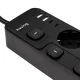 Huslog pagarinātājs ar 5 slēdžiem, 4 ligzdas, 4x USB, 1.5m, melns