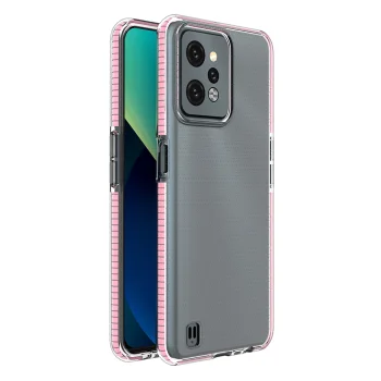 Vāciņš Realme C31 Spring Case ar krāsainu rāmi, 1 mm, gaiši rozā