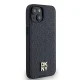DKNY iPhone 15 / 14 / 13 Case Leather Monogram Metal Logo MagSafe, Black