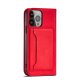 Magnet Card Case for iPhone 13 Pro Wallet Pouch with Stand Red