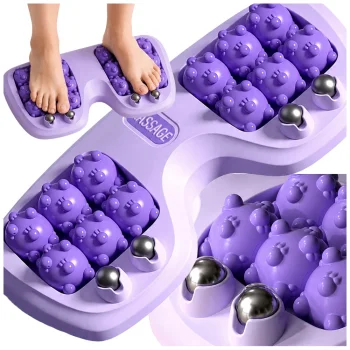 Manual Foot Massager Roller with 16 Rollers and Metal Balls, Purple