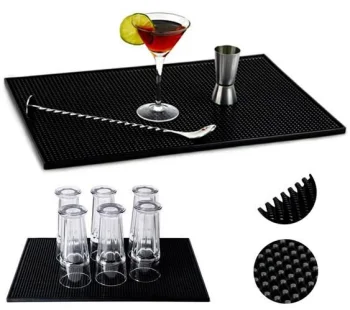 Bāra Trauku Žāvēšanas Paklājiņš, Melns | Universal Non-Slip Bar Service Mat Dish Drying Pad