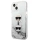 Apple iPhone 13 mini 5.4\" Karl Lagerfeld Liquid Glitter Karl&Choupette Head Case Cover (KLHCP13SKICGLS), Silver |...
