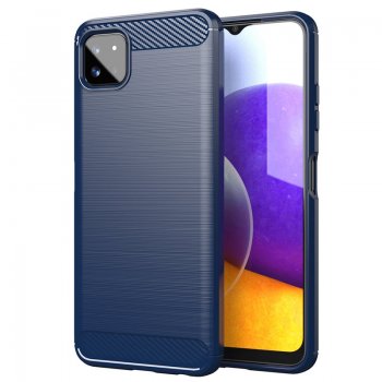 Samsung Galaxy A22 5G (SM-A226B) Carbon Flexible Cover TPU Case, Blue | Telefona Maciņš Vāciņš Apvalks Bampers