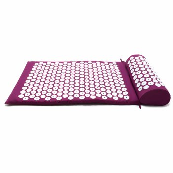 Acupressure Mat and Pillow Set for Back and Neck Pain Relief, Purple