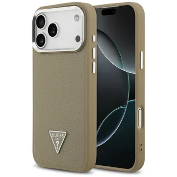 Guess Grained Triangle Logo MagSafe maciņš iPhone 17 Pro – brūns | Phone Case Cover