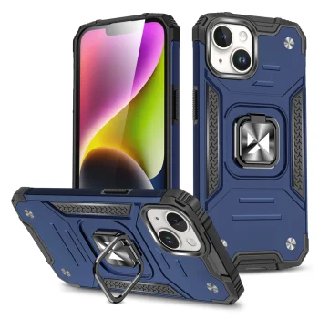 Wozinsky Ring Armor vāciņš iPhone 15 Plus ar gredzenu un statīvu, zils