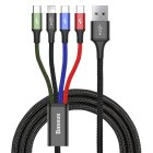 Baseus Rapid USB to Lightning / 2x USB Type C / micro USB Nylon Braided Cable 3.5A, 1.2m | Lādētājvads Datu Kabelis 4 in 1