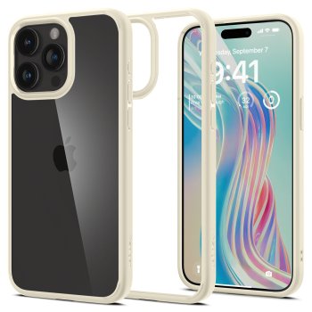 Spigen Crystal Hybrid Case for iPhone 15 Pro Max, Clear Beige