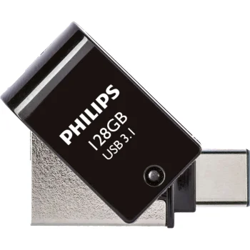 Philips 2 in 1 OTG USB zibatmiņa 128 GB USB 3.1 un USB-C, Midnight Black