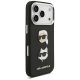 Чехол для iPhone 17 Pro Karl Lagerfeld FW Grained Karl & Choupette Heads Pins & Logo — черный