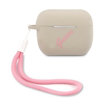 Чехол Guess для AirPods Pro Silicone Vintage, серо-розовый