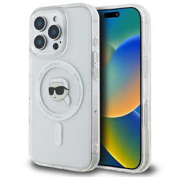 Apple iPhone 16 Pro Max 6.9'' Karl Lagerfeld IML Metal Karl Head MagSafe Cover Case, White | Telefona Vāciņš...