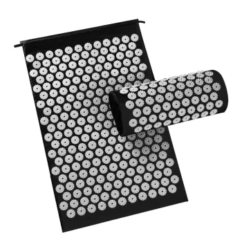 Akupresūras akupunktūras paklājs masāžas adatu paklājiņš + spilvens komplekts 65 x 40cm, melns | Kuznecova...