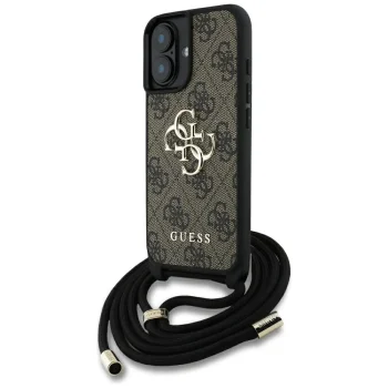 Чехол Guess 4G Big Logo Cord Strap Crossbody для iPhone 16 Коричневый