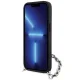 Karl Lagerfeld iPhone 14 vāciņš Saffiano Monogram Chain, melns