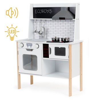 Ecotoys koka bērnu virtuve ar skaņu un gaismu