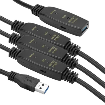 Aktīvais USB 3.0 pagarinātājs USB-A (M) uz USB-A (F), 30 m, melns