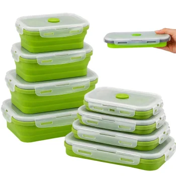 Collapsible Silicone Food Containers Set 4 Pcs, Green