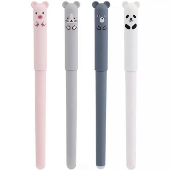 Erasable Pens for Kids Set of 4 0.35mm Blue Ink, Pink Grey Blue White