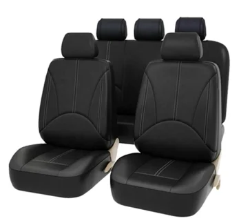 Automašīnas sēdekļu pārvalku komplekts, Melns | A set of Universal Eco Leather Car Seat Covers